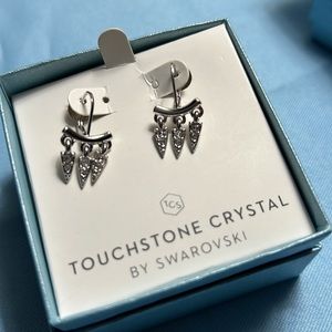 Touchstone crystal lever back Make a Point earrings. New in box.